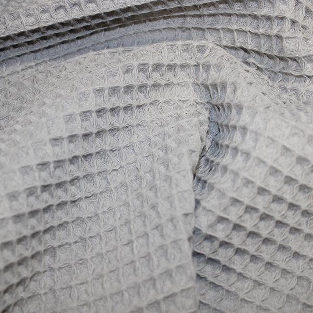 grey cotton waffle dressing gown fabric