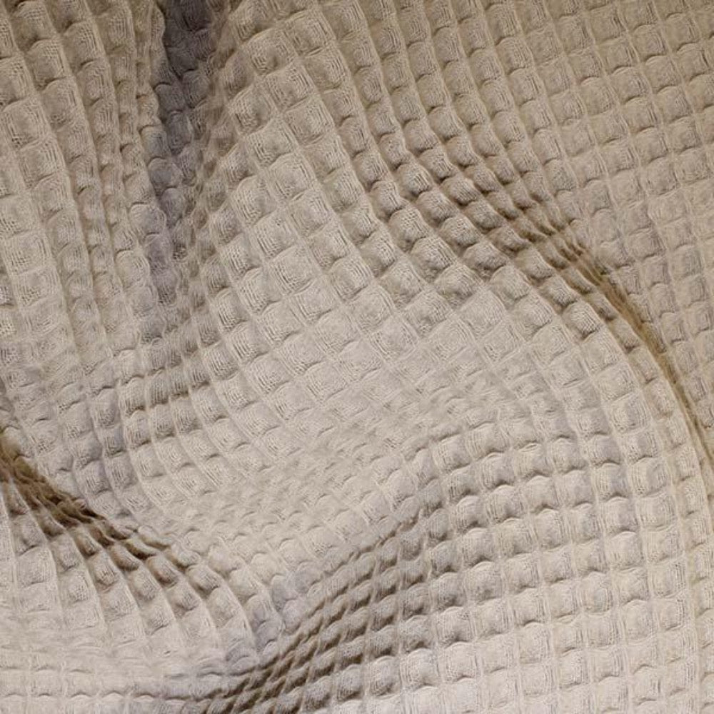 beige cotton waffle dressing gown fabric