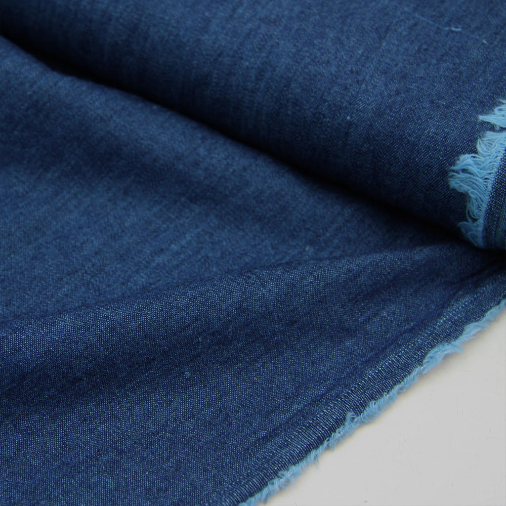 indigo blue lightweight chambray cotton fabric