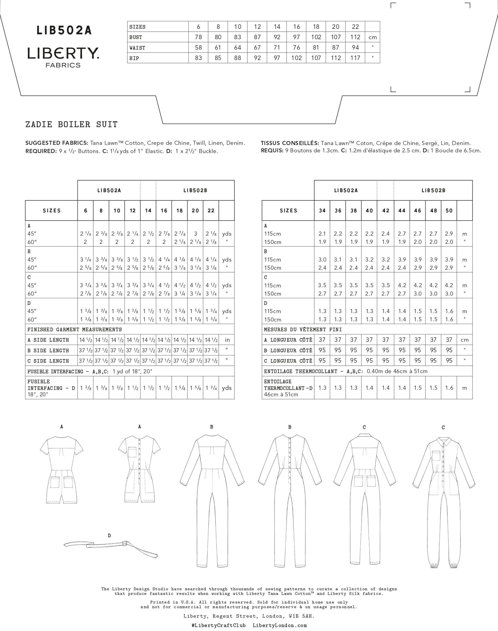 Liberty Fabrics - Zadie Boiler Suit – Ray Stitch