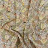 colourful beige printed light weight drapey cotton lawn fabric