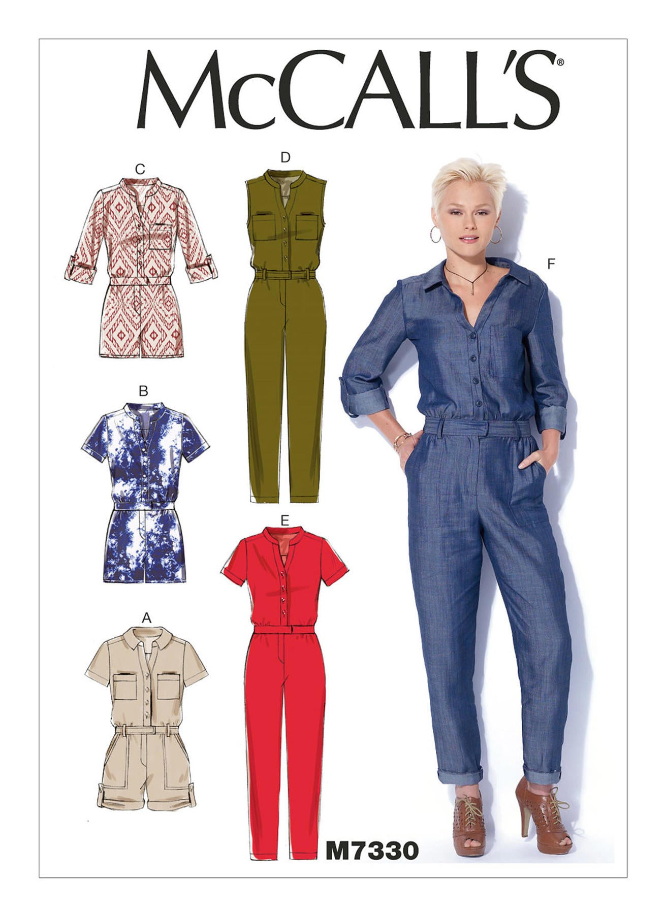 McCall's 7330 - Misses' Button-Up Utility Jumpsuits and Rompers