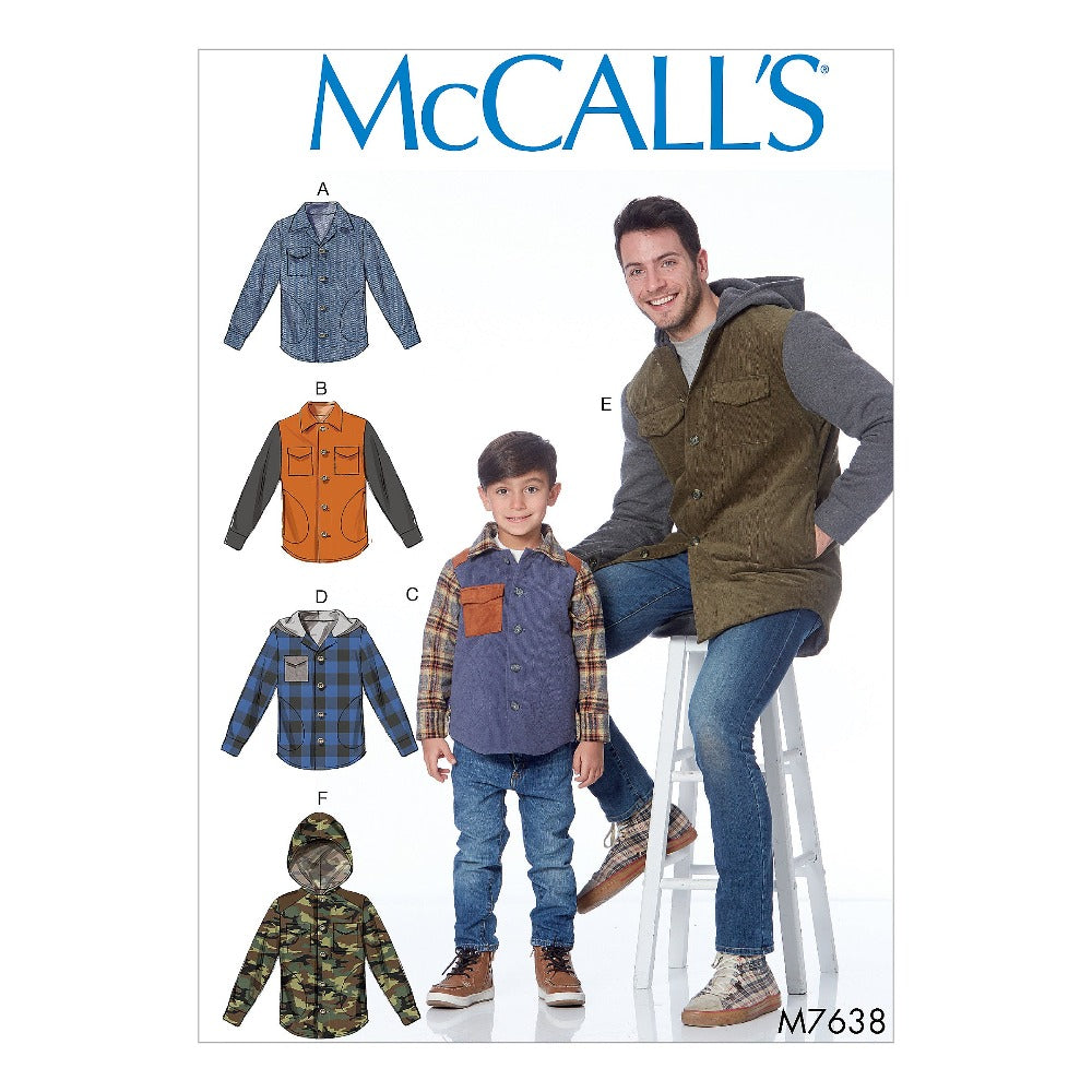 McCalls 7638 Mens' & Boys' - Lined Button-Front Jackets
