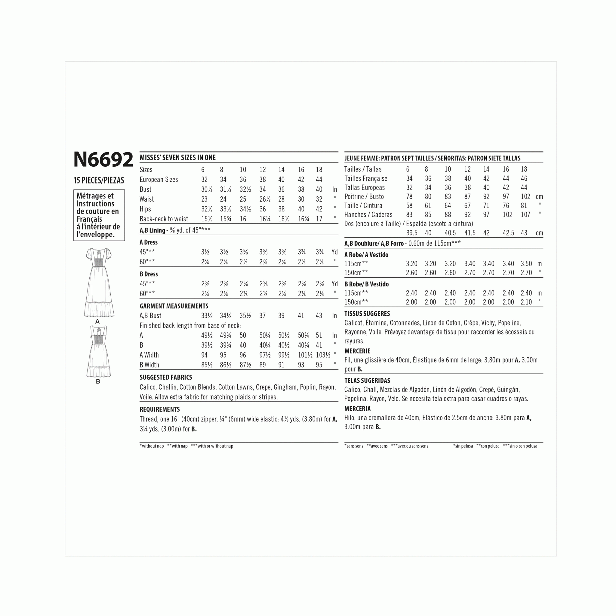 New Look Women's 6692 - Misses' Dress With Shirred Back