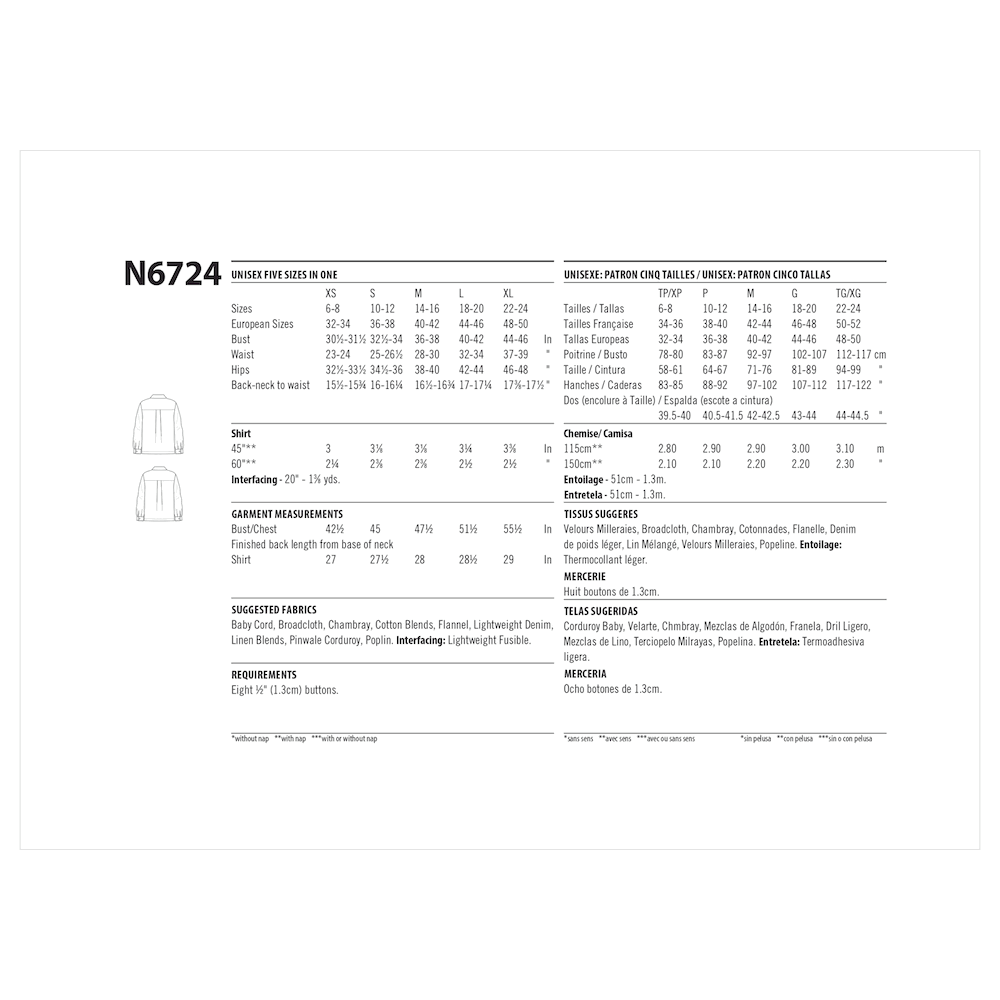 New Look 6724 - Men's and Women's Shirt Unisex