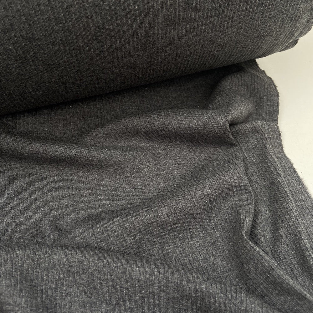 Organic Cotton Ribbed Jersey - Melange Grey