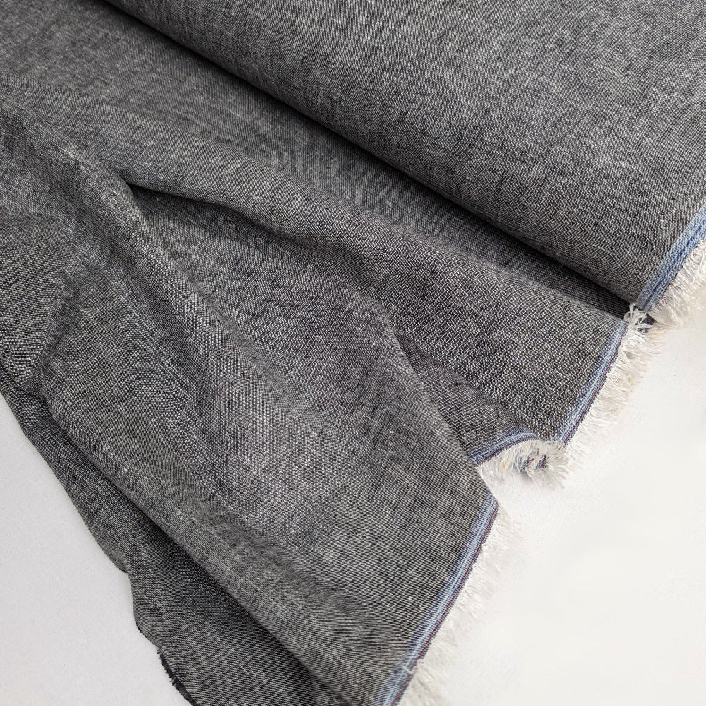 Linen Mix Chambray - Black Melange