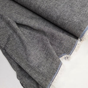 Linen Mix Chambray - Black Melange