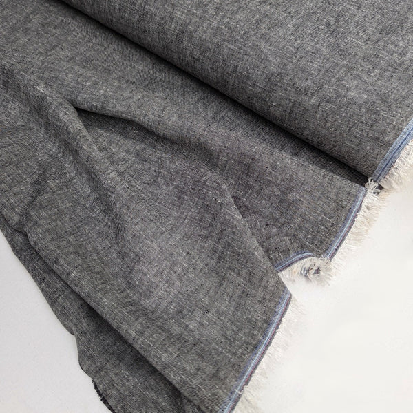 Linen Mix Chambray - Black Melange