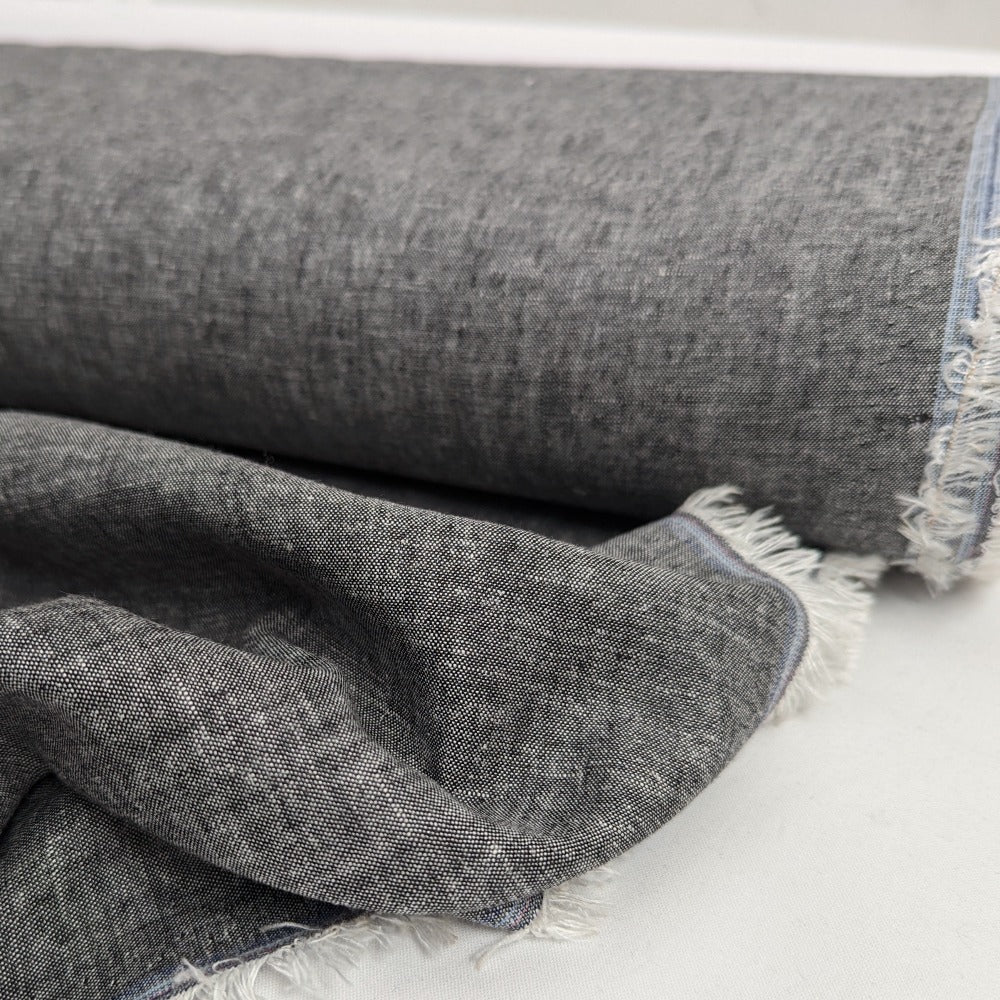 Linen Mix Chambray - Black Melange