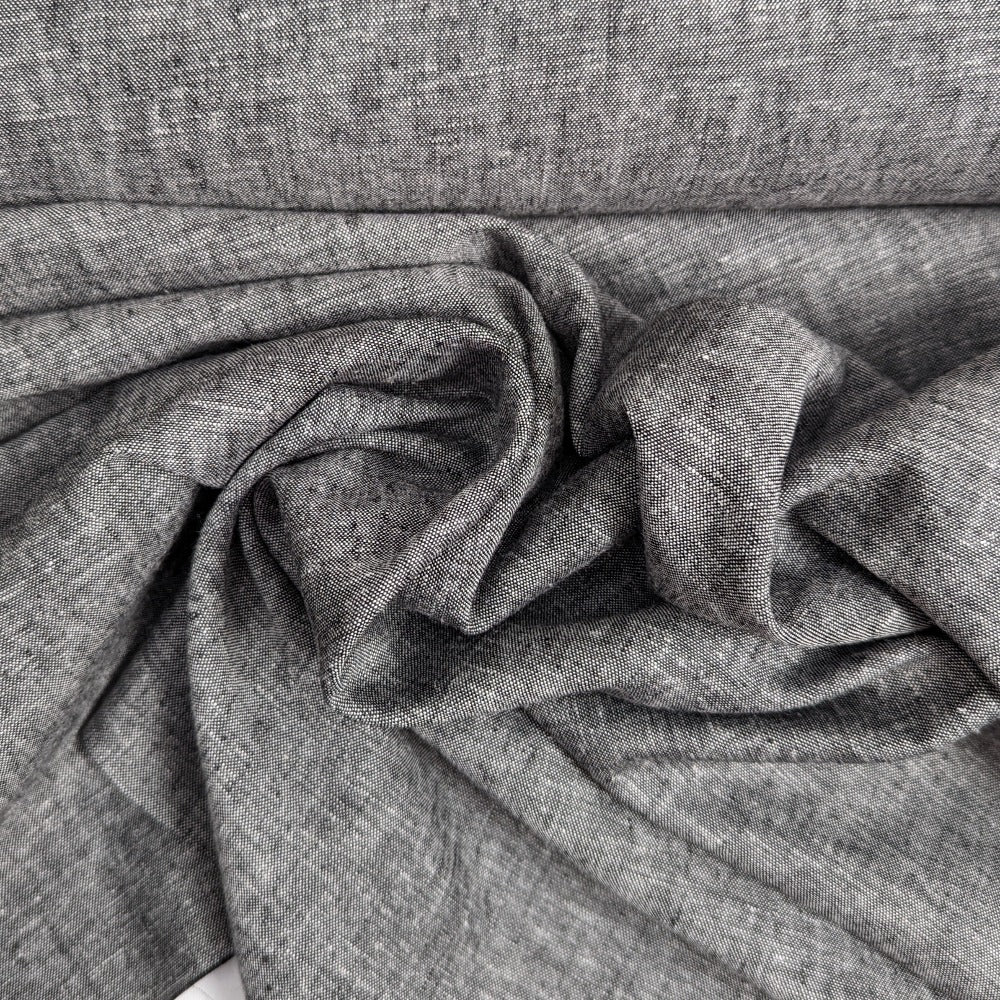 Linen Mix Chambray - Black Melange