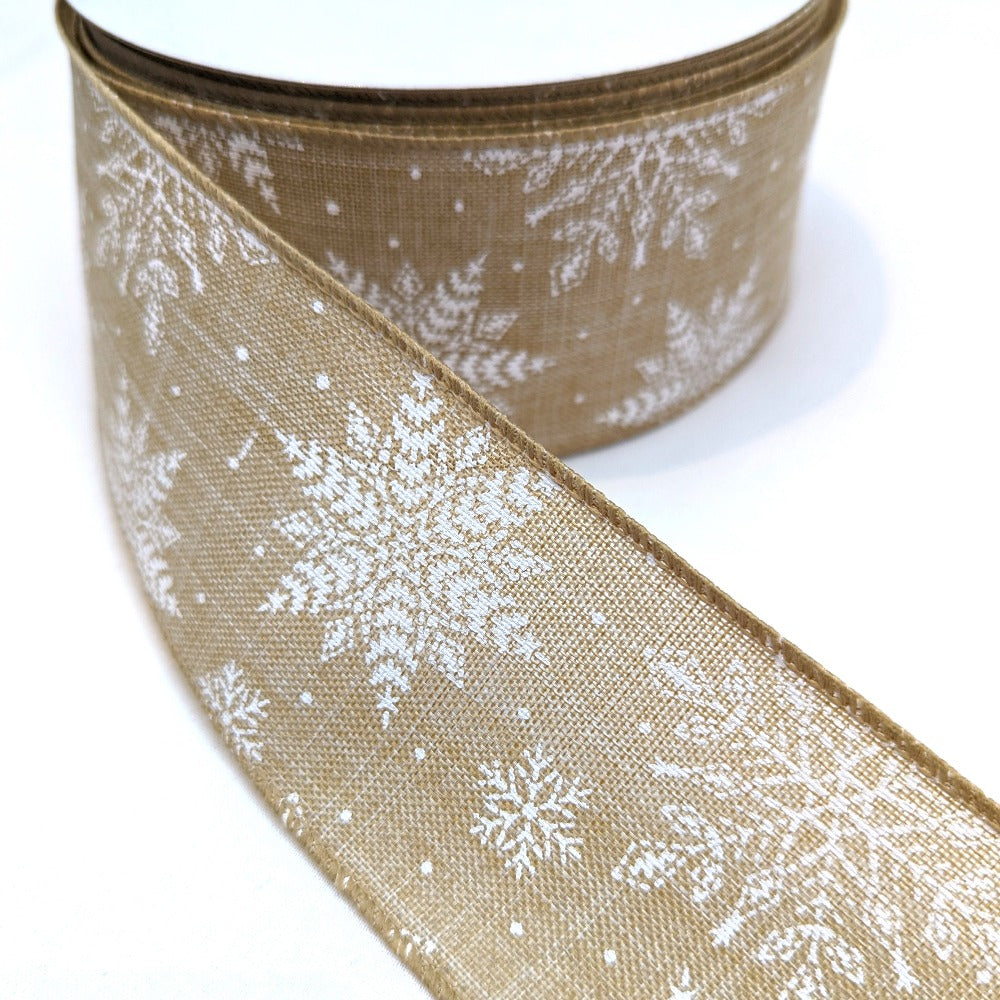 Wire Edge Ribbon 63mm - Snowflakes