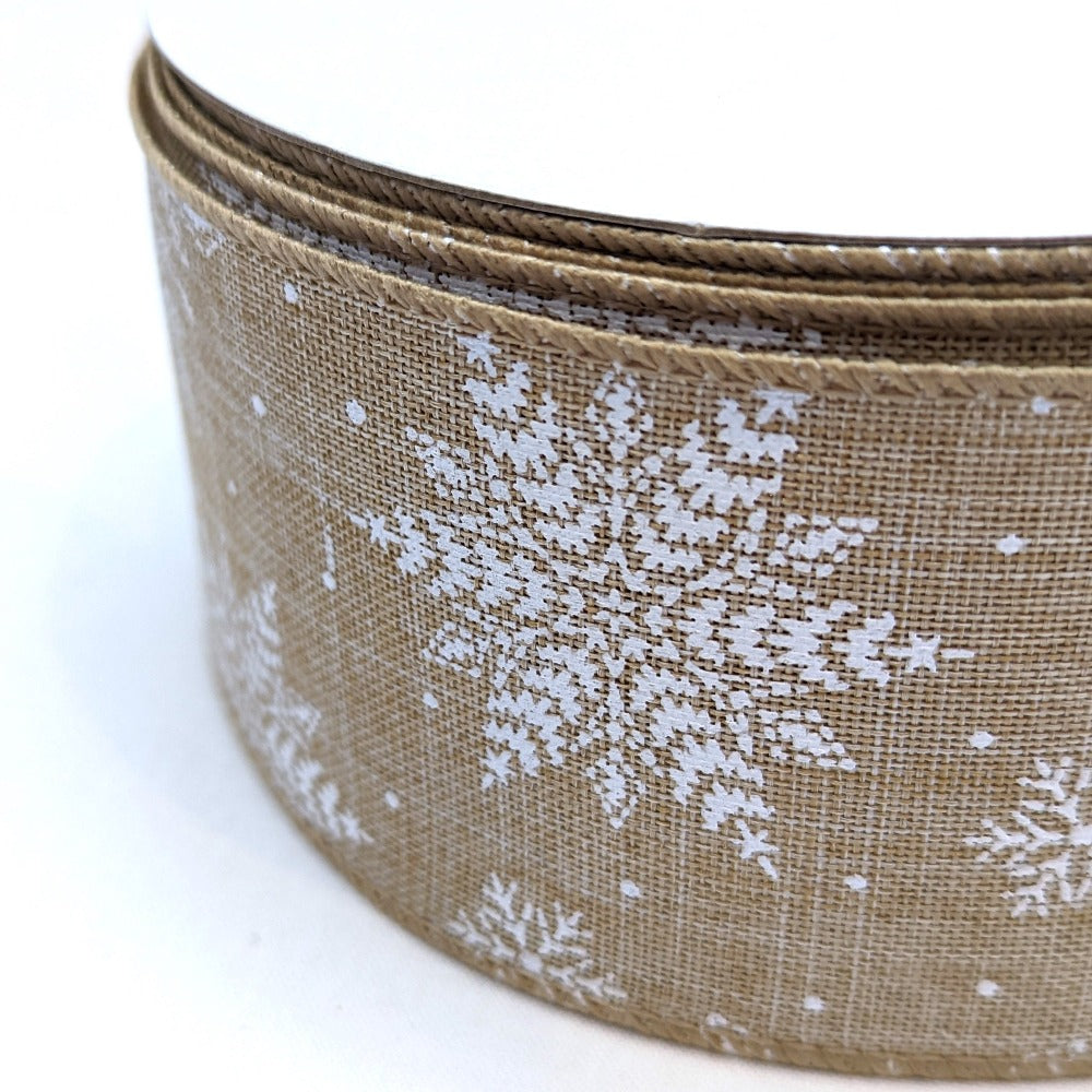 Wire Edge Ribbon 63mm - Snowflakes