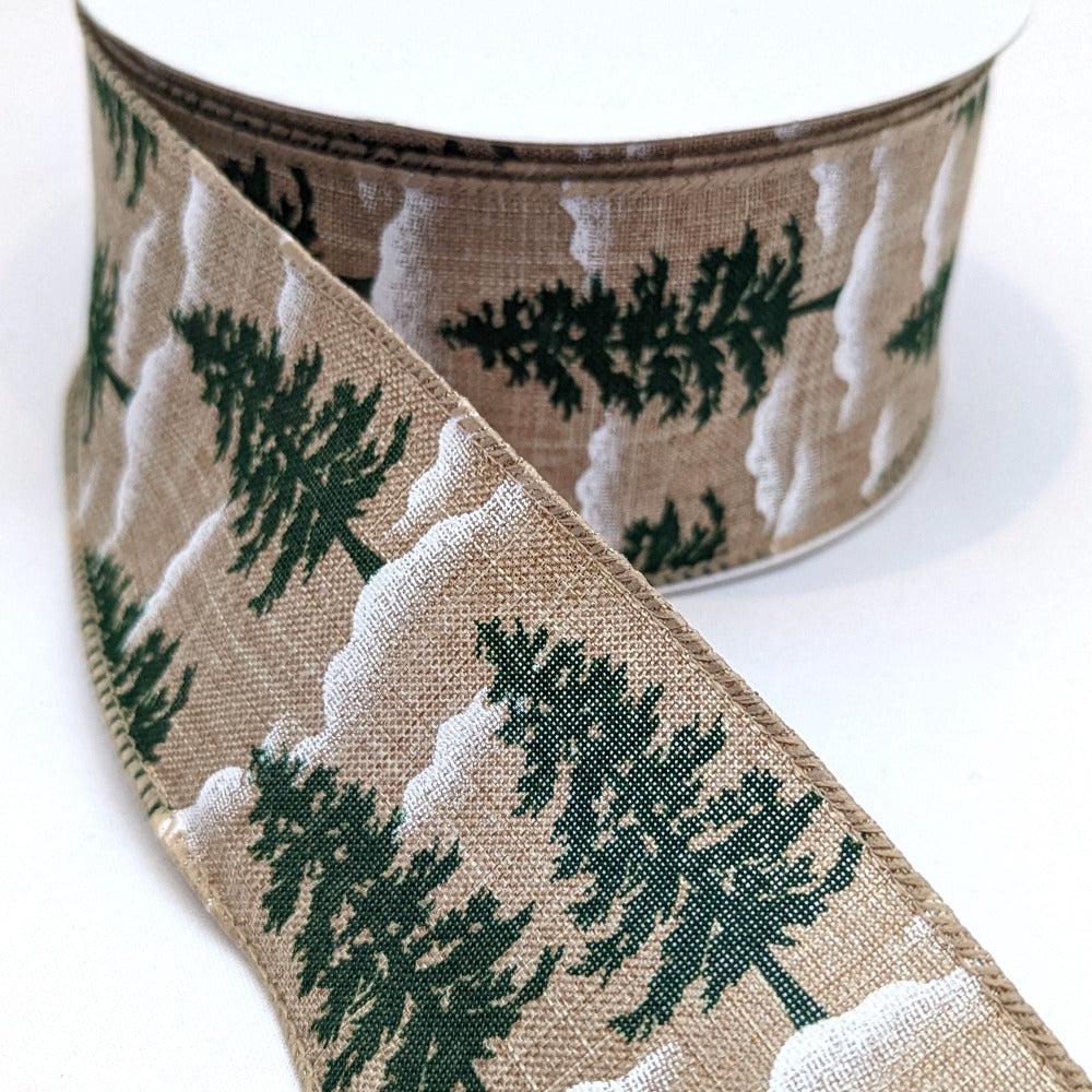 Wire Edge Ribbon 63mm - Festive Trees
