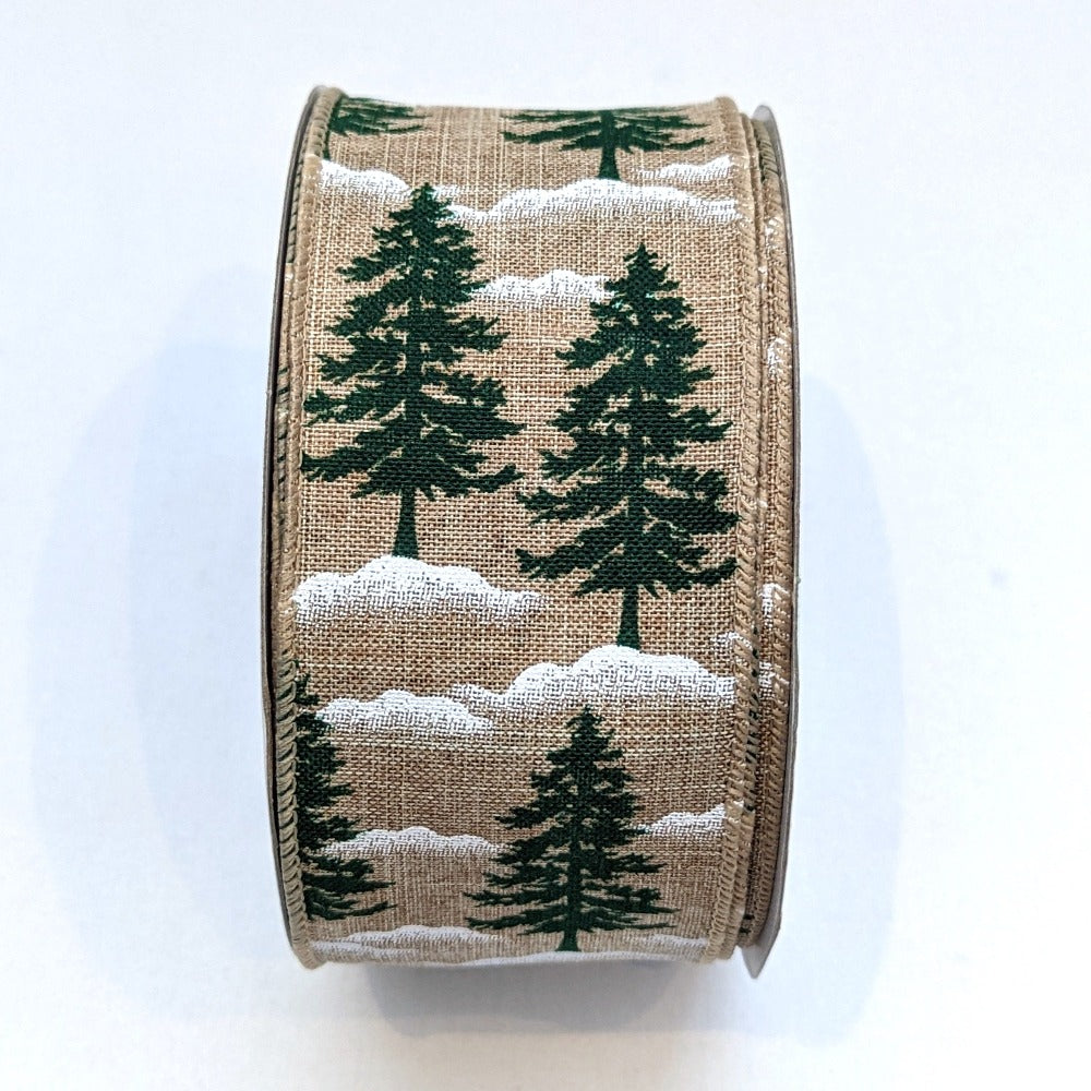 Wire Edge Ribbon 63mm - Festive Trees