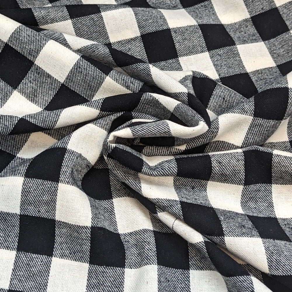 Brushed Cotton/Flannel - Black/White