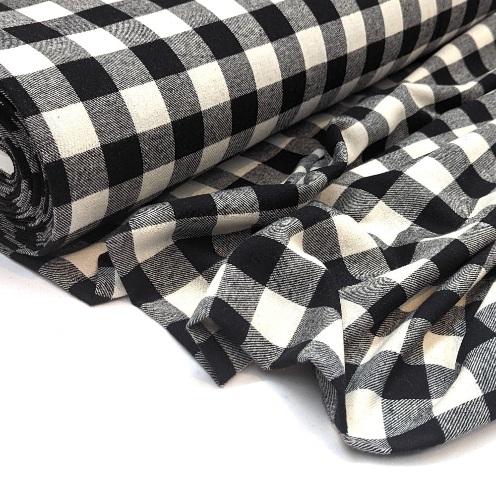 Brushed Cotton/Flannel - Black/White