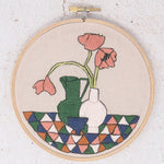 Modern Embroidery Kit - Geometric Poppies