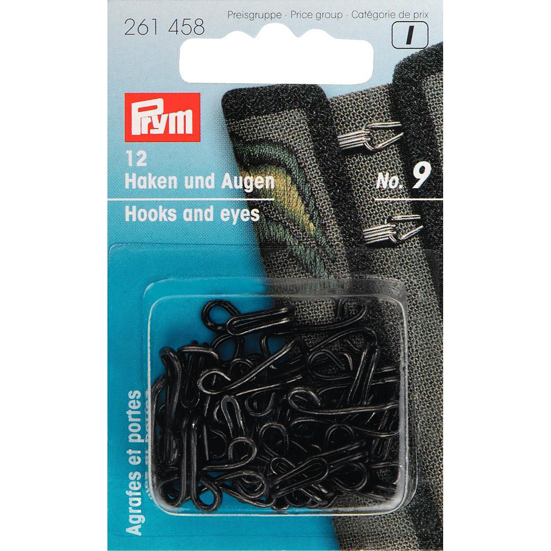 Prym 261458 - Jerkin Hooks & Eyes - Black No. 9