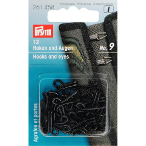 Prym 261458 - Jerkin Hooks & Eyes - Black No. 9