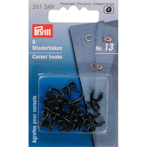 Prym 261549 - Corset Hooks - Black No. 13