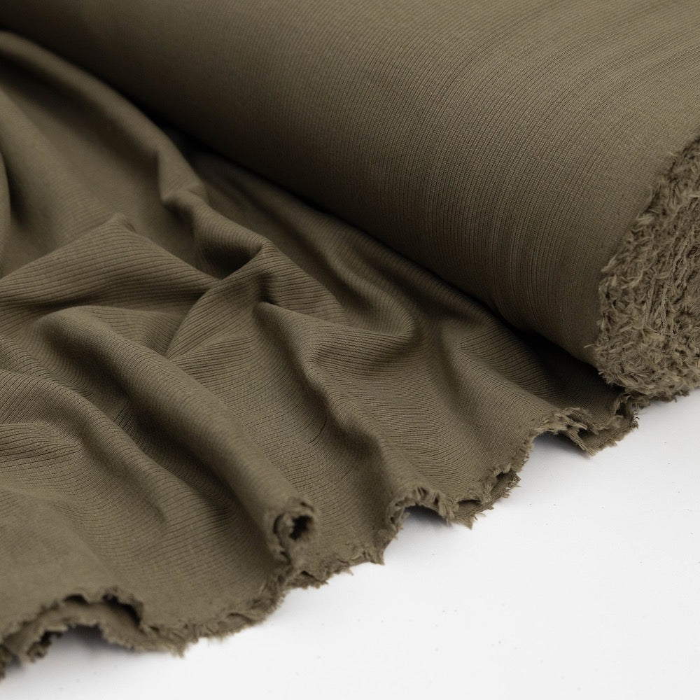 Cotton Ribbed Jersey - Khaki