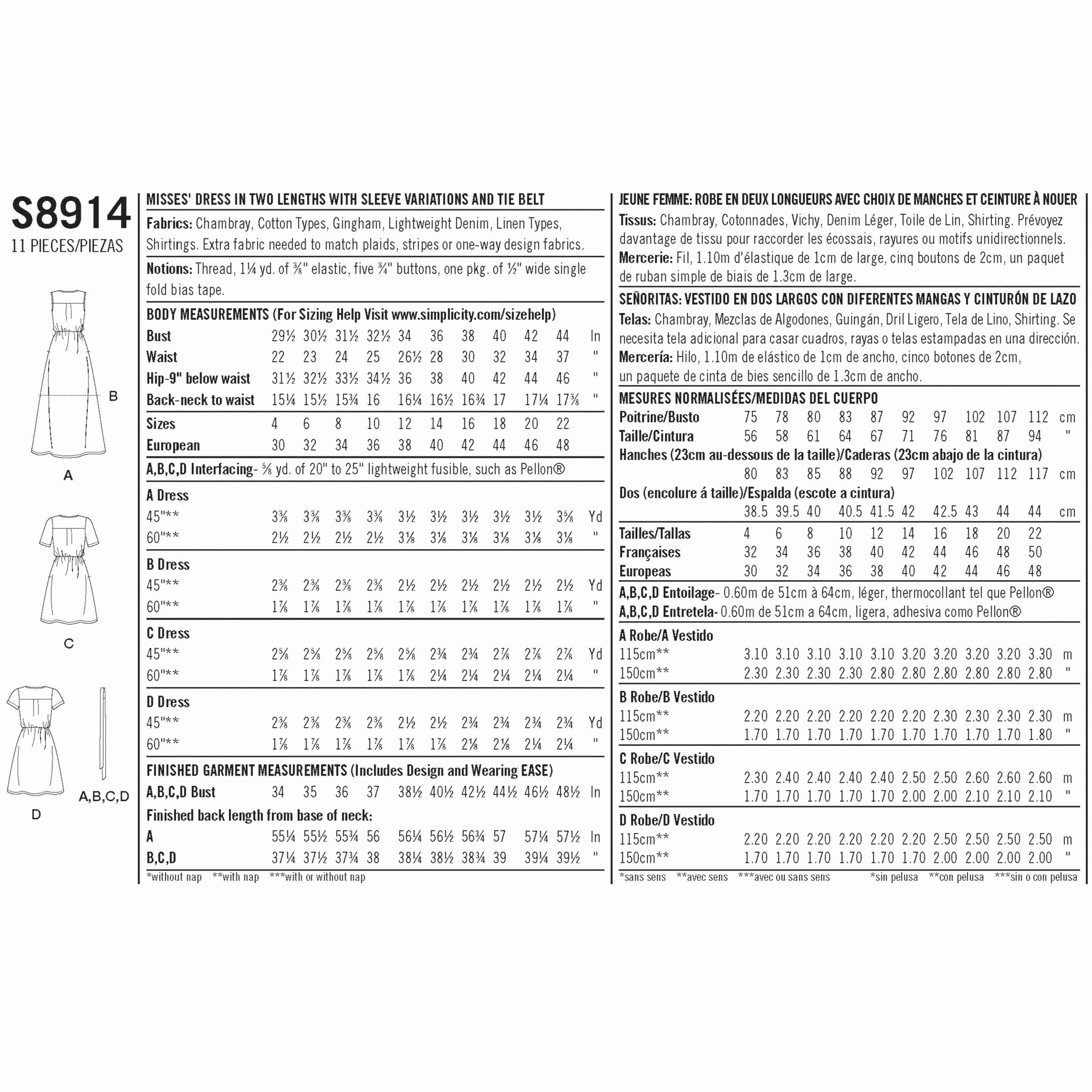 Simplicity 8914 - Elasticated Waist Dress