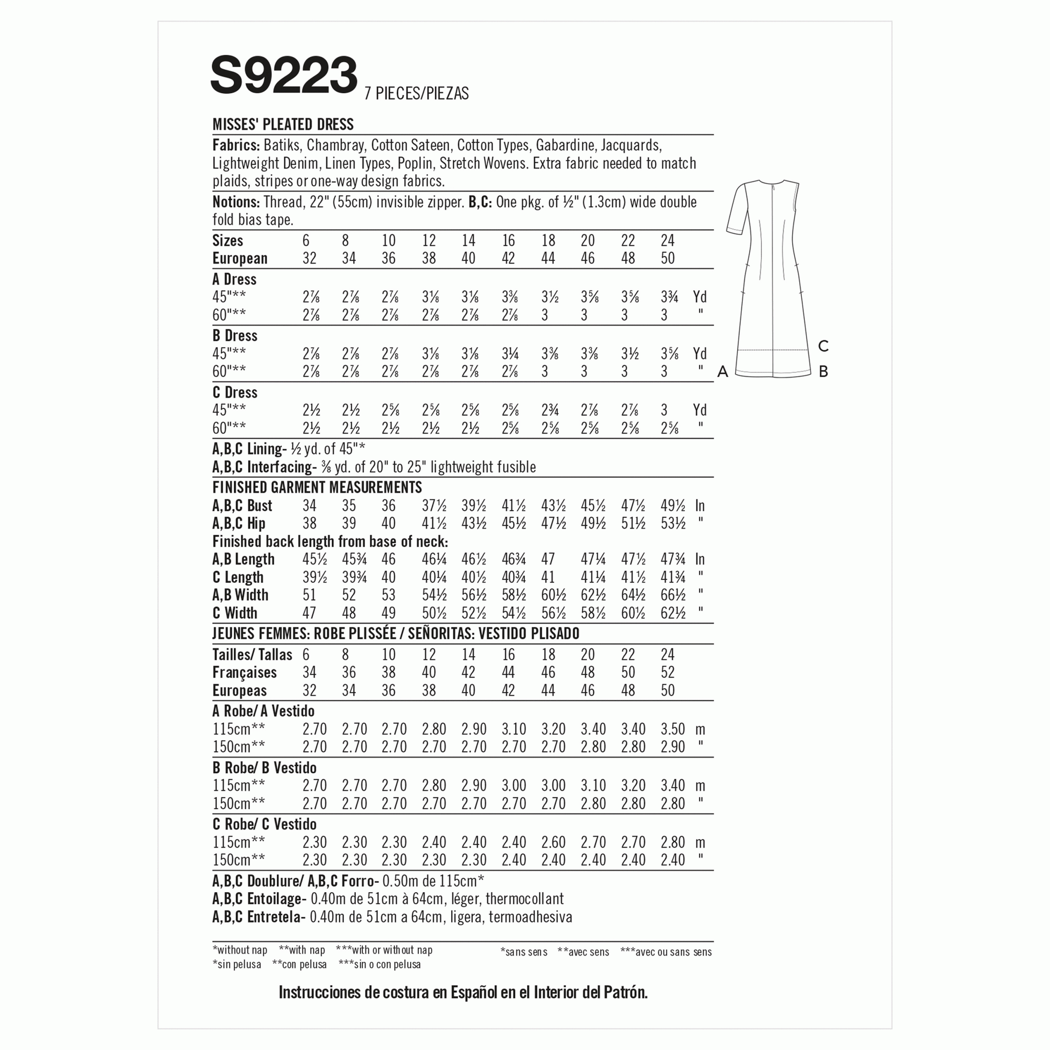 Simplicity 9223 - Pleated Dress