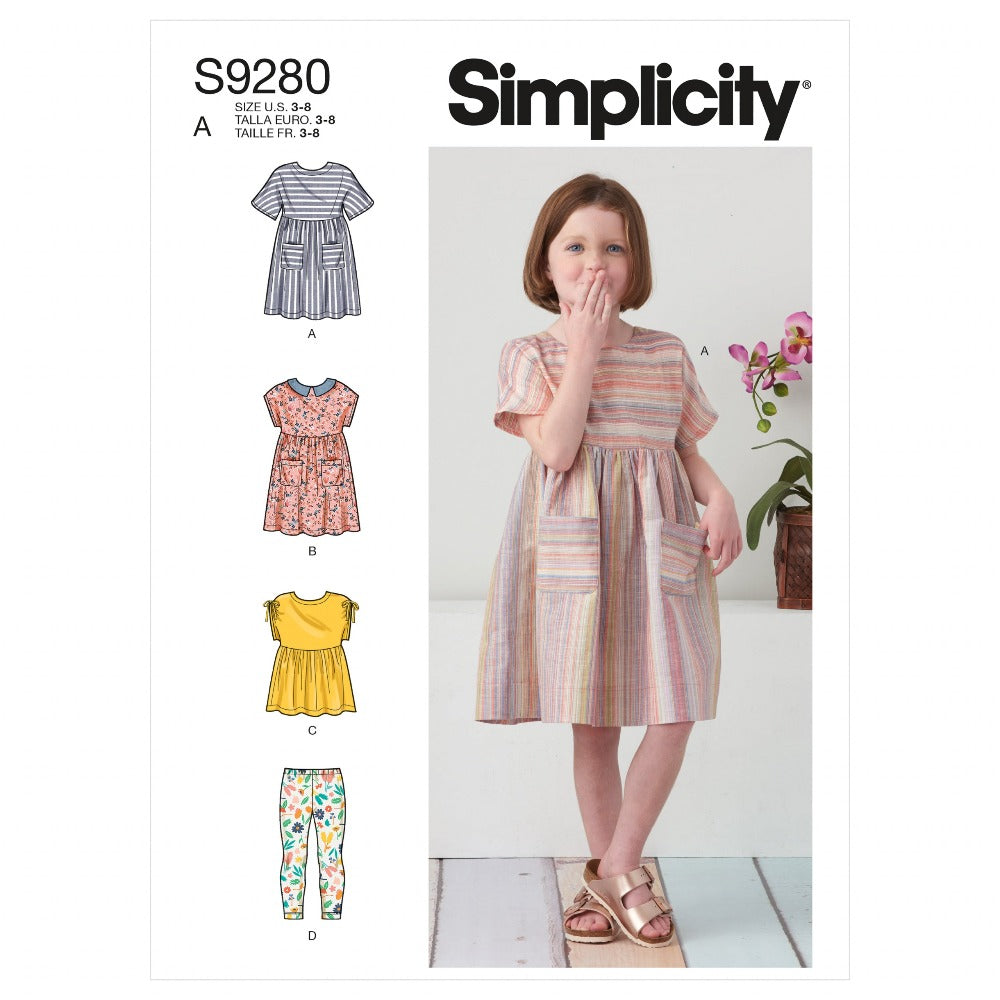 Simplicity Children 9280 - Dresses, Top and Leggings – Ray Stitch