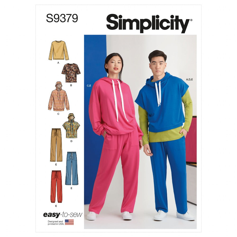 Simplicity 9379 - Unisex Oversized Knit Hoodies, Trousers and Tees