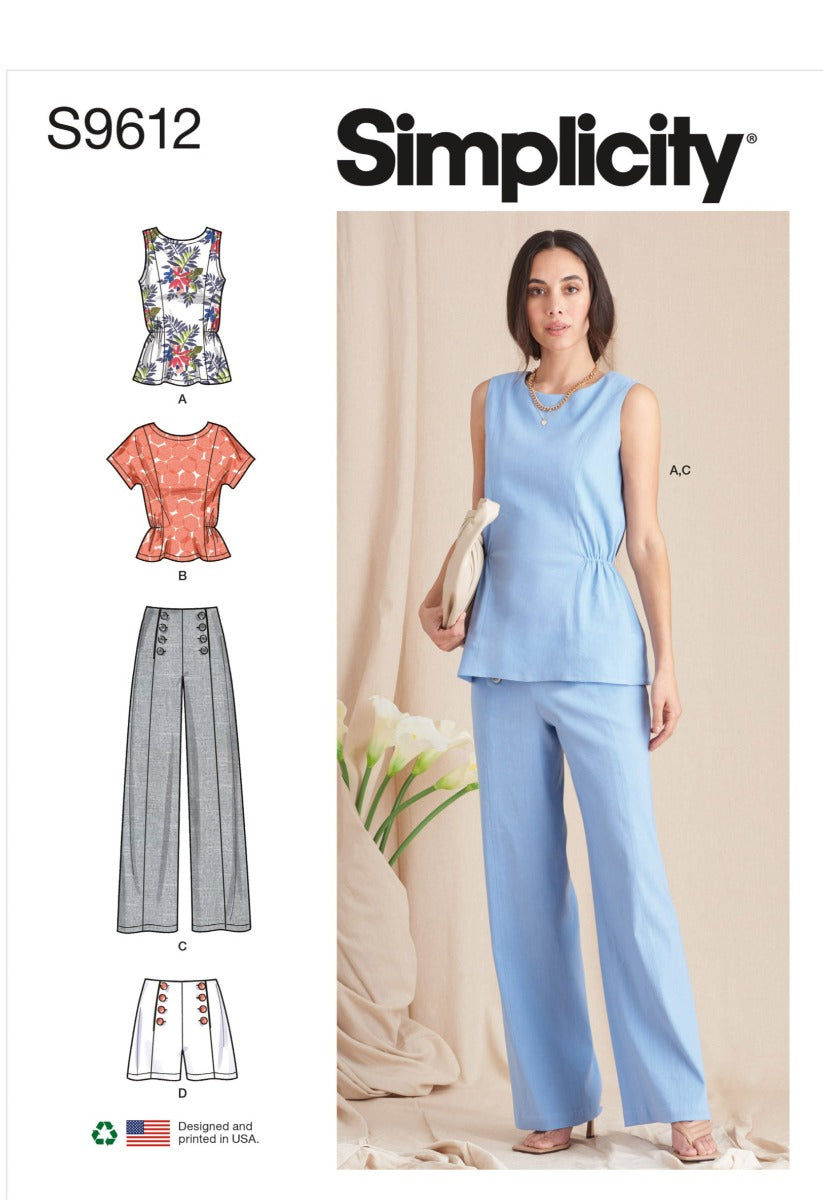 Simplicity 9612 - Misses' Tops, Trousers and Shorts
