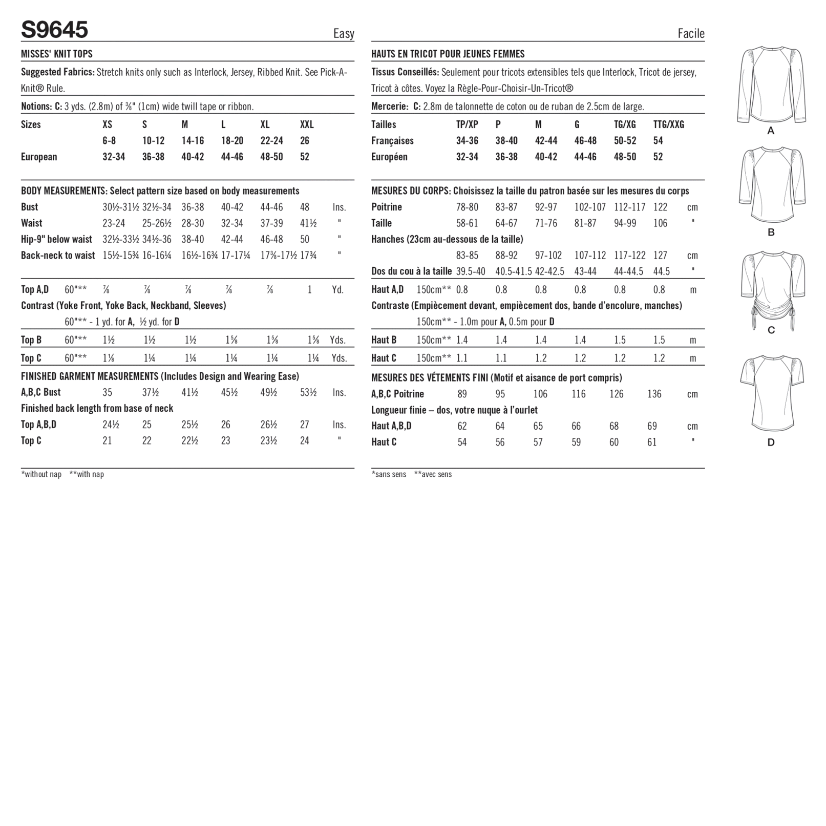 Simplicity 9645 - Misses' Knit Tops