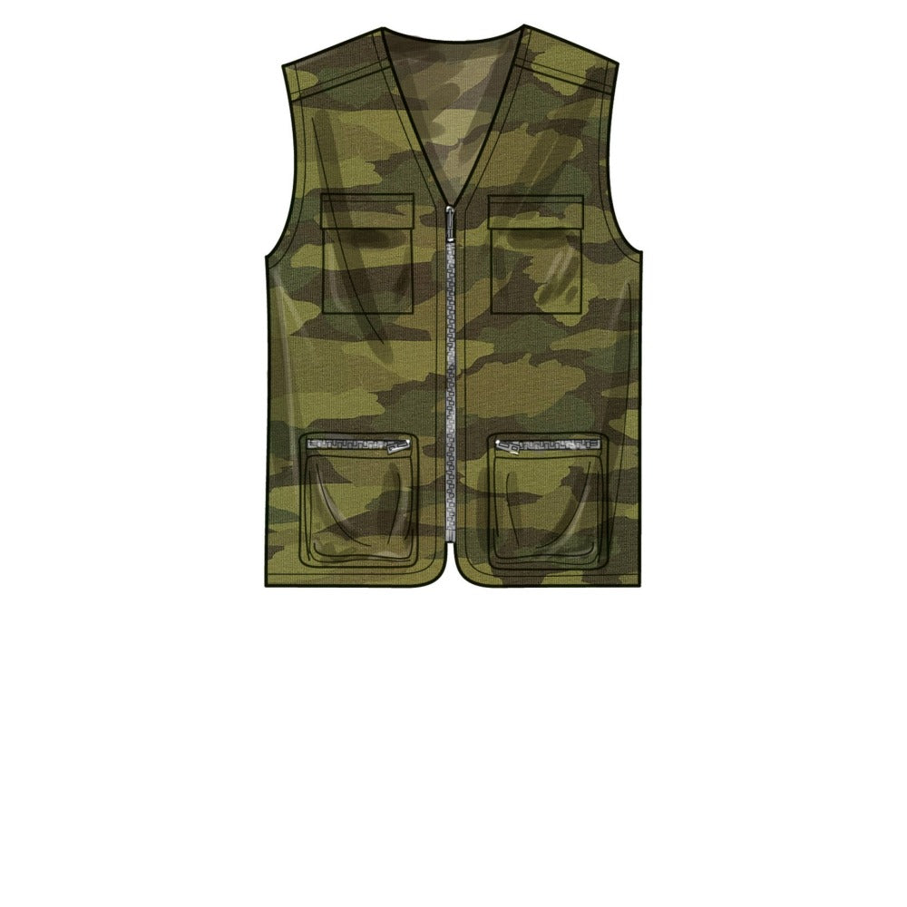 Simplicity Men's 9651 - Men's Knit Top, Waistcoat and Hat