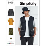 Simplicity Men's 9651 - Men's Knit Top, Waistcoat and Hat