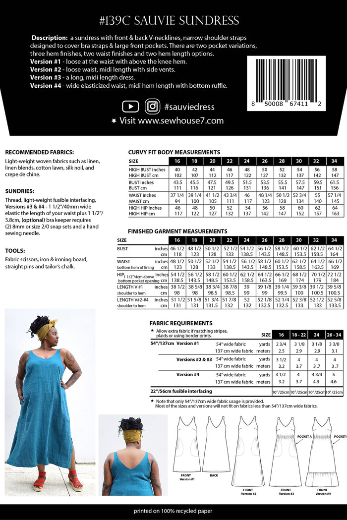 Sew House Seven - Sauvie Sundress - Sizes 4-38