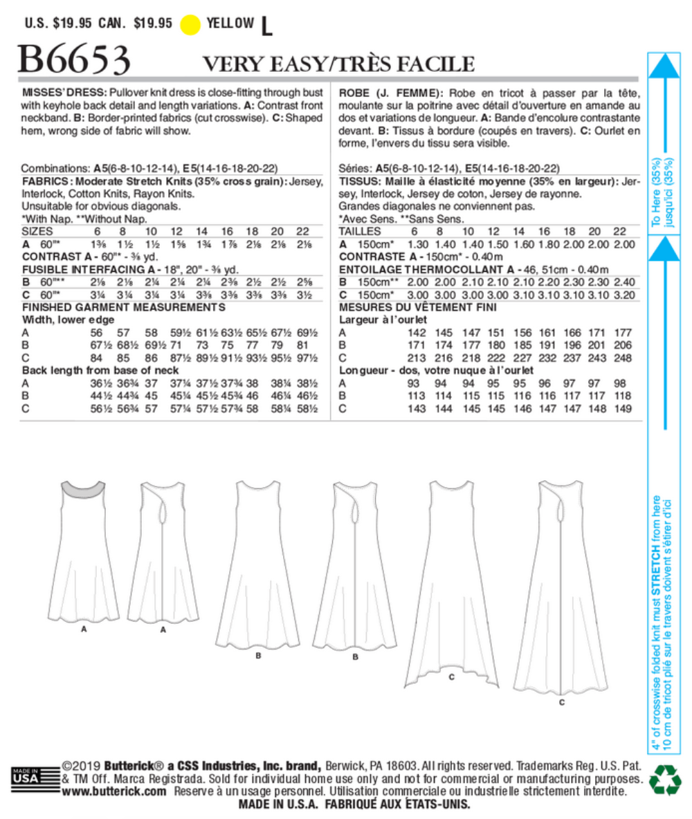 Butterick 6653 - Pullover Knit Dress