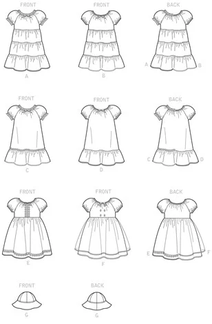 Simplicity Girls' 9126 - Toddler Dress and Hat