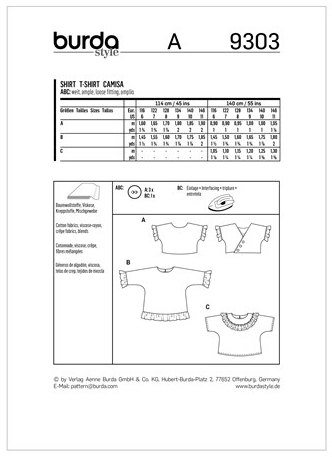 Burda Kids 9303 - Girl's Tops