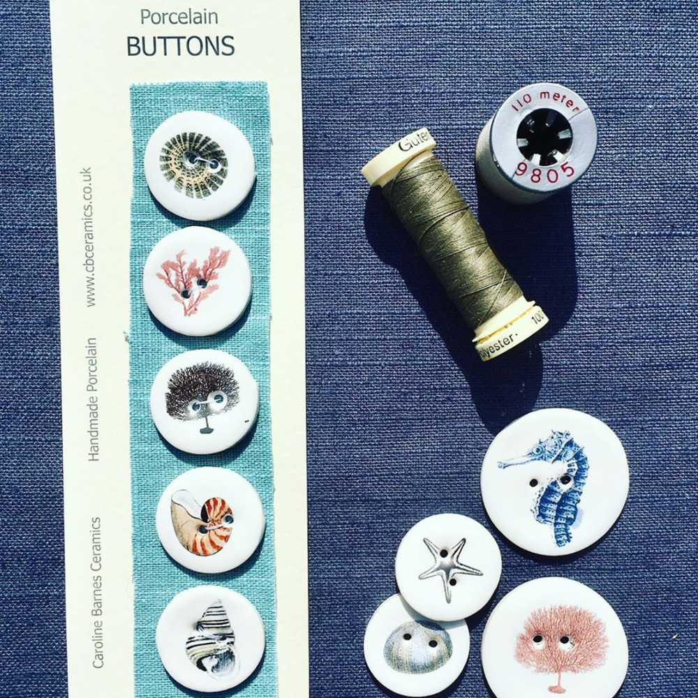 Set of 5 Porcelain Seaside Buttons