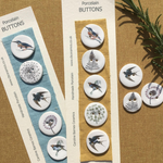 Set of 5 Porcelain Bird and Seedhead Buttons