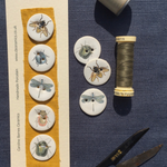 Set of 5 Porcelain Bee and Bug buttons
