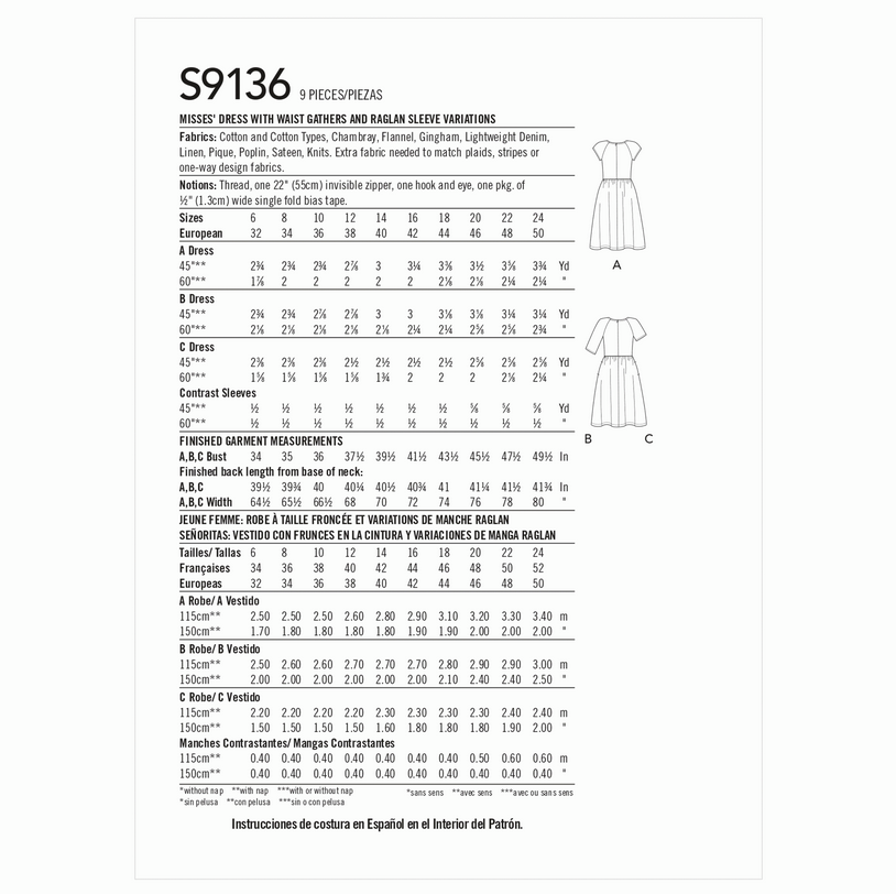 Simplicity 9136 - Raglan Dress