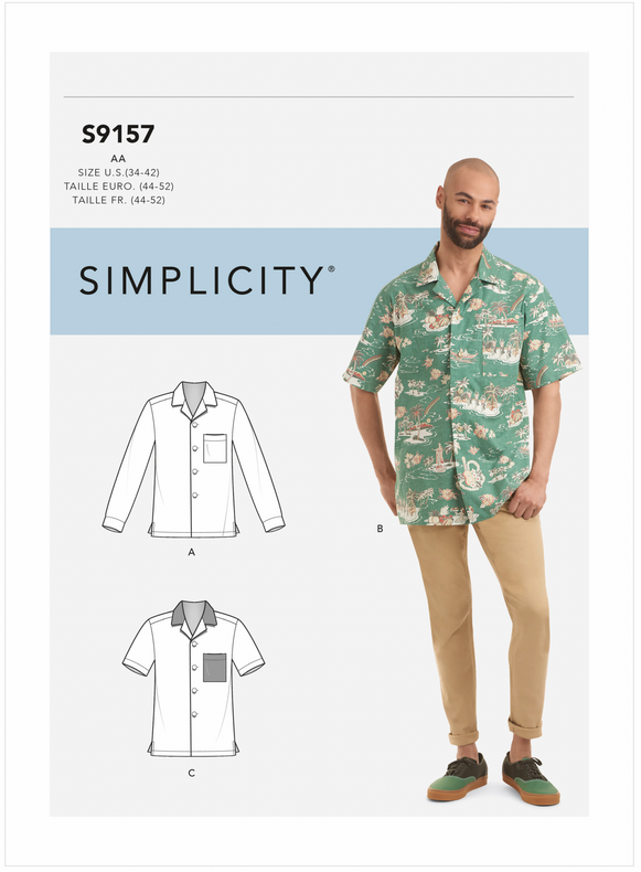 Simplicity Men's 9157 - Shirt with Sleeve Variations