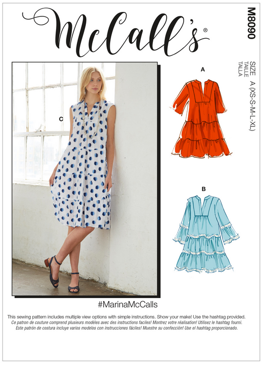 McCall's 8090 - Tiered Flounce Dress #MarinaMcCalls