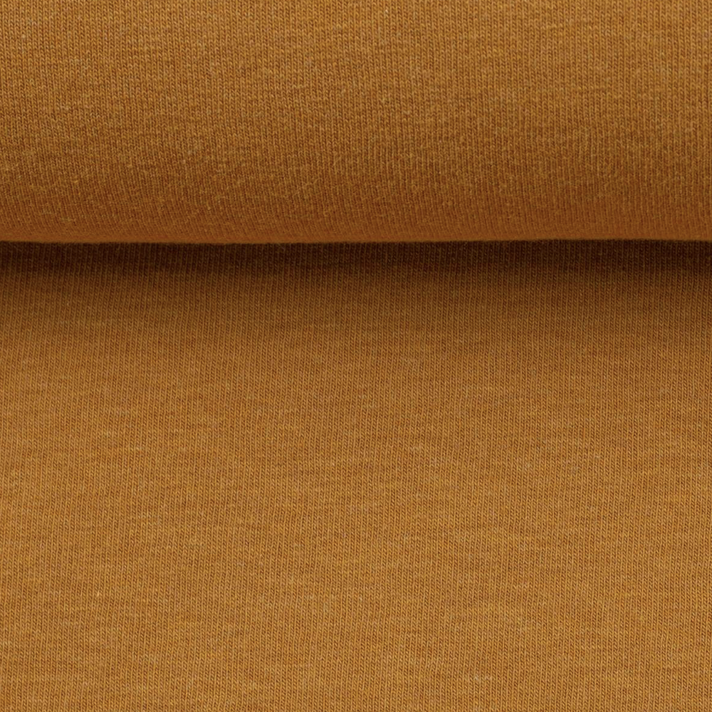 ochre brown melange soft cotton stretch jersey fabric