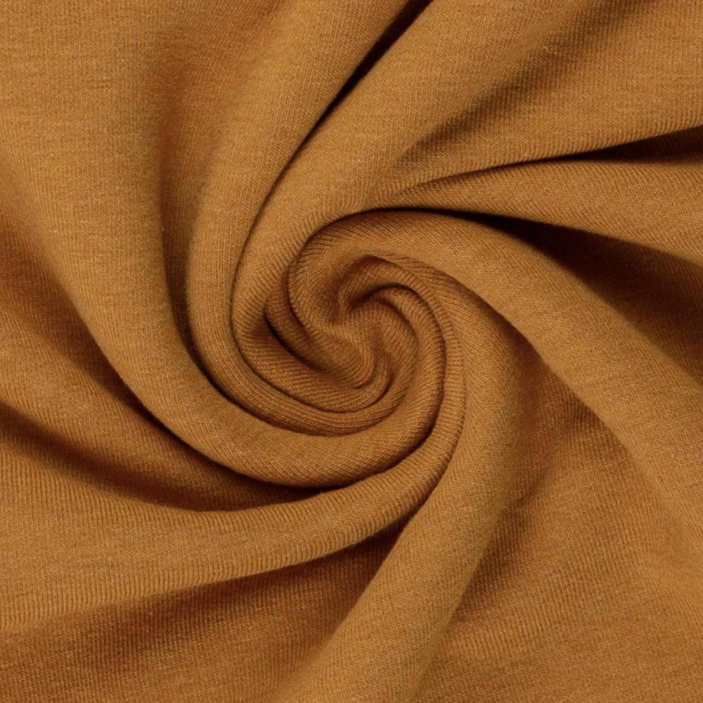 ochre orange melange soft cotton stretch jersey fabric