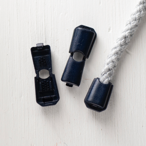 Plastic Cord Stops - 4mm - Navy - Set of 2