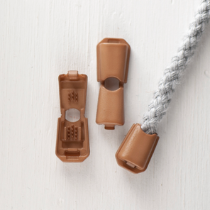 Plastic Cord Stops - 4mm - Brown - Set of 2