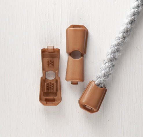 Plastic Cord Stops - 4mm - Brown - Set of 2