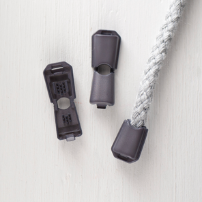 Plastic Cord Stops - 4mm - Grey - Set of 2